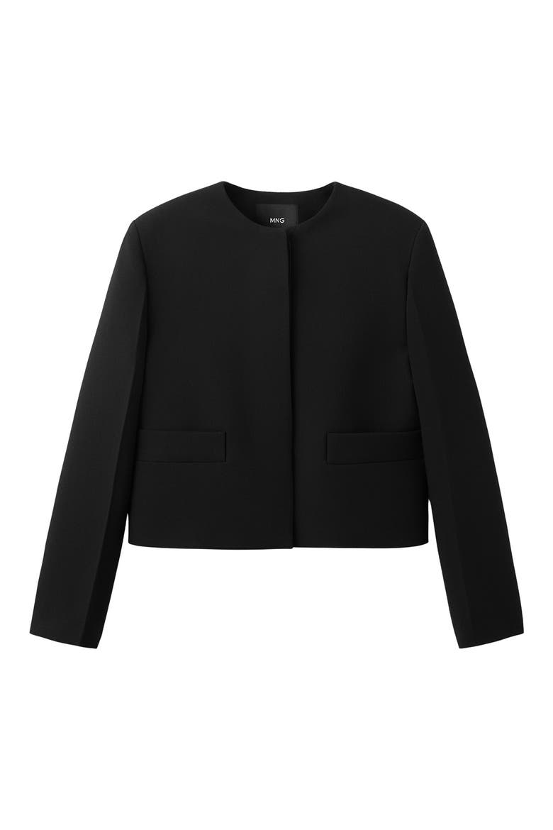 Americana Louis Collarless Jacket, Main, color, BLACK