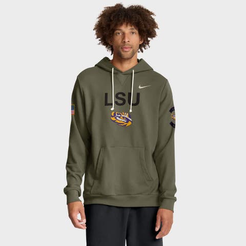 Men's Nike Olive LSU Tigers 2025 Military Appreciation Standard Issue Dri-FIT Hoodie
