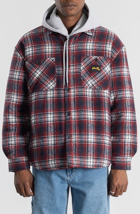 Quilted Plaid Cotton Flannel Button-Up Overshirt