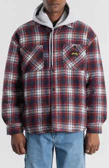 STAN RAY Quilted Plaid Cotton Flannel Button-Up Overshirt