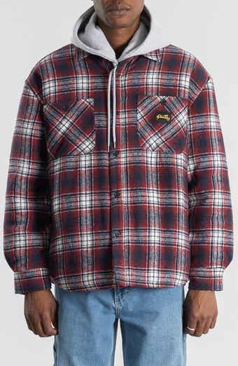 STAN RAY Quilted Plaid Cotton Flannel Button-Up Overshirt