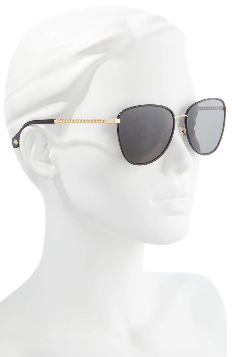 Mohala Eyewear Leahi 59mm Nose Pads Polarized Round Sunglasses, Alternate, color, Black Jade Chain Temple