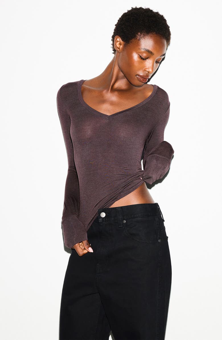 SKIMS Long Sleeve V-Neck T-Shirt, Alternate, color, Phoenix