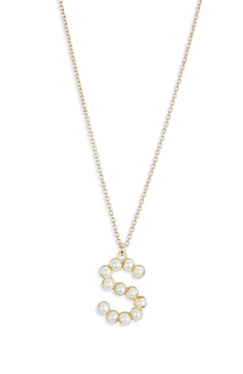 Imitation Pearl Initial Pendant Necklace