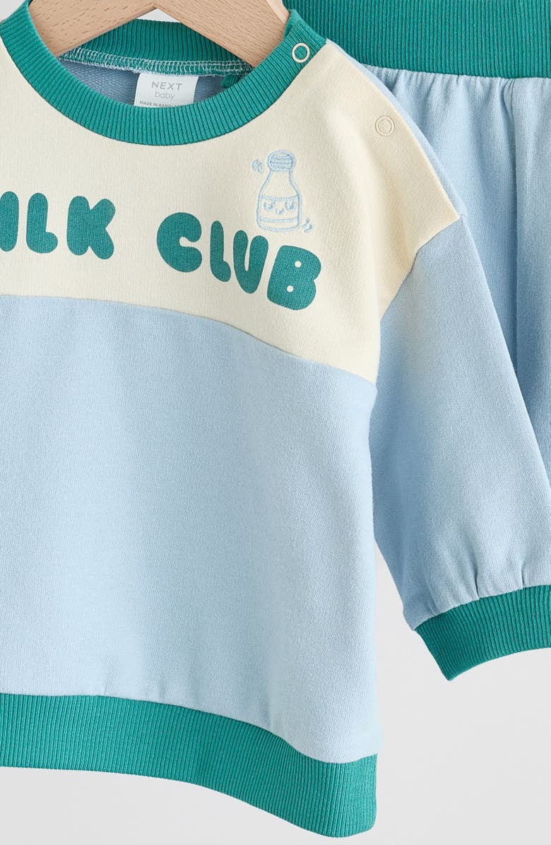 NEXT Milk Club Sweatshirt & Sweat Shorts Set, Alternate, color, Blue