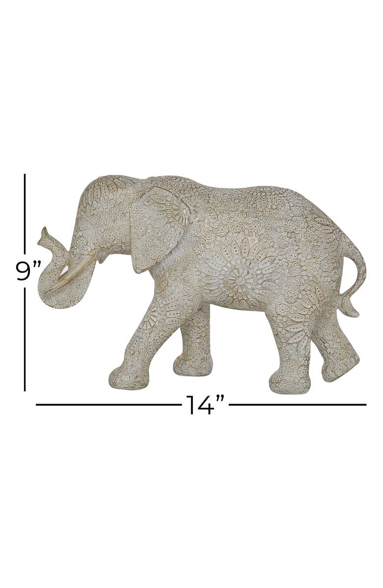 GINGER BIRCH STUDIO White Polystone Eclectic Elephant Sculpture, Alternate, color,