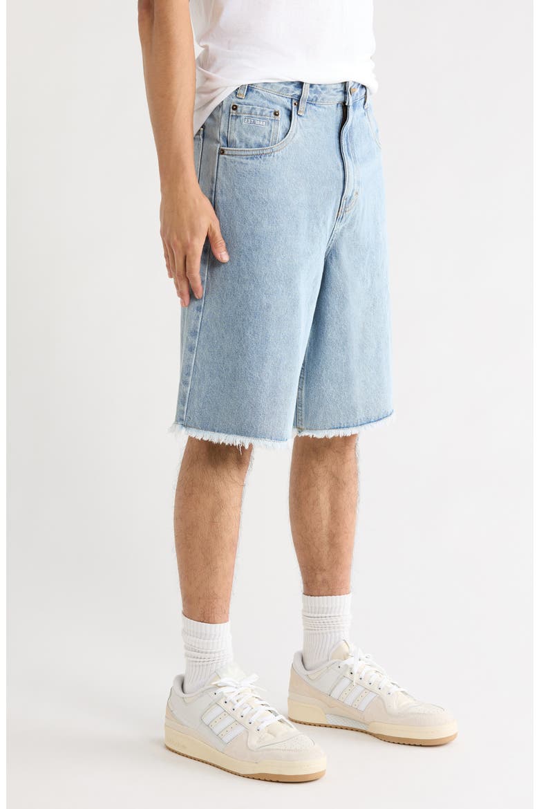 Fray Hem Denim Bermuda Shorts, Alternate, color, INDIGO