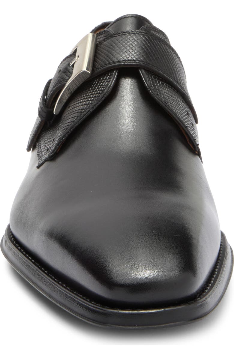 Magnanni Easton Stamp Monk Strap Shoe, Alternate, color, Black