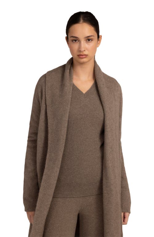 Gobi Mongolian Cashmere Organic Shawl Collar Cardigan Taupe In Brown