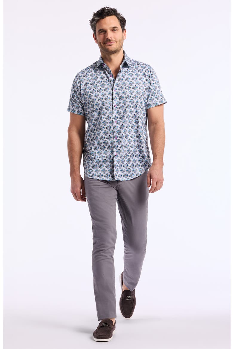Lowndes Short Sleeve Cotton Dress Shirt, Alternate, color, BLUE