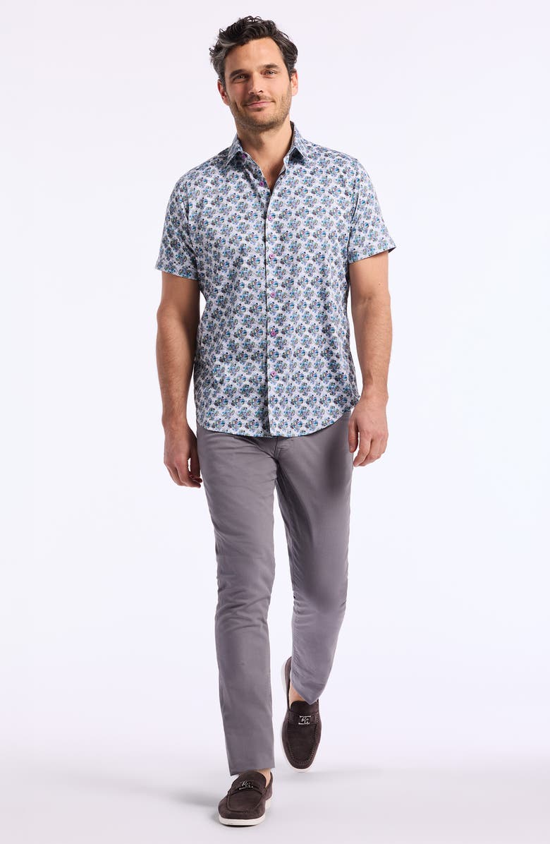 Robert Graham Lowndes Short Sleeve Cotton Dress Shirt, Alternate, color, Blue