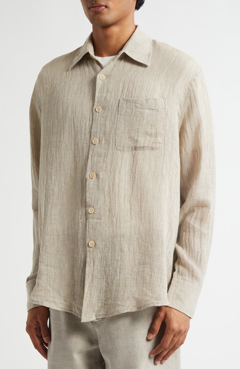 Above Linen Blend Button-Up Shirt