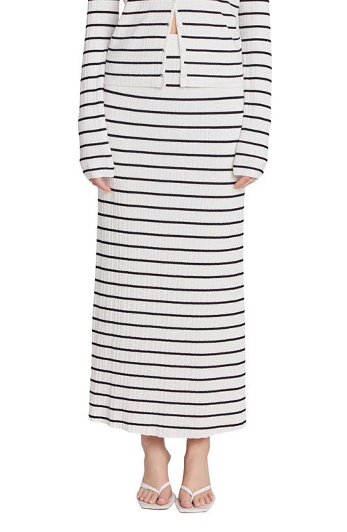Endless Rose Stripe Rib Midi Sweater Skirt In White