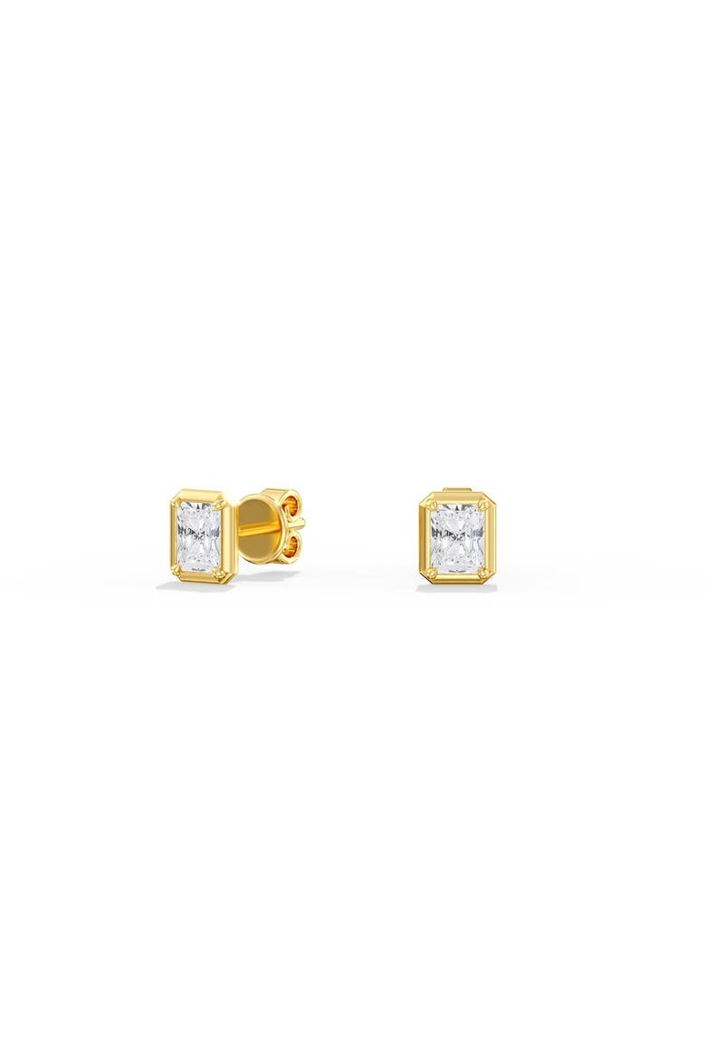Gold Frame Radiant Lab Diamond Studs in 14K Gold, Main, color, Yellow Gold