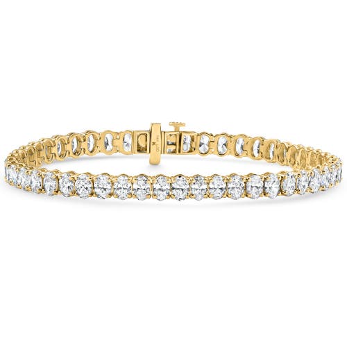 Bliss Diamond 10ct Oval Cut Diamond Tennis Bracelet 7" 14k Gold Lab Grown In Gold