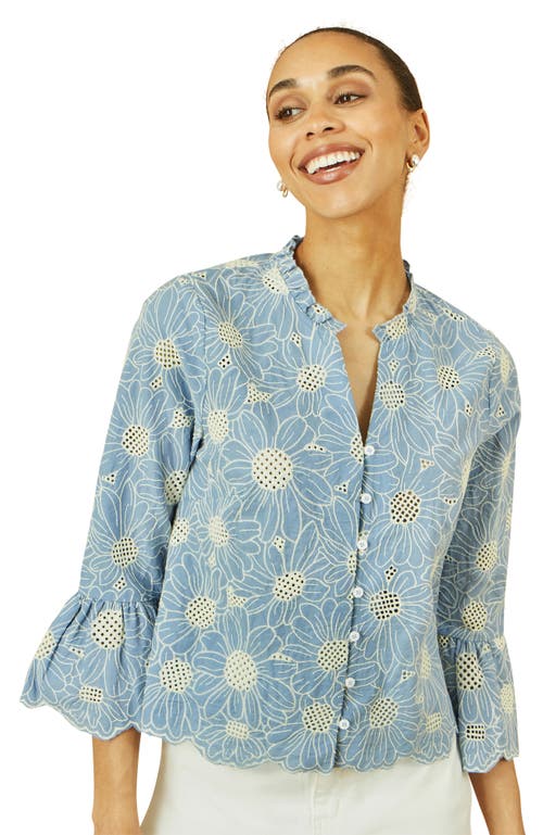 Yumi Daisy Broderie Shirt In Blue