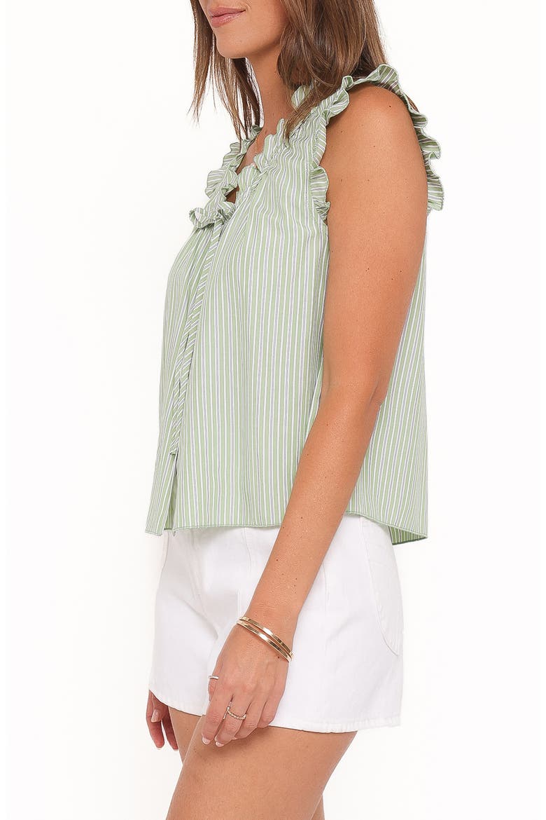Luisa Ruffle Trim Stripe Shirt, Alternate, color, GREEN/ WHITE