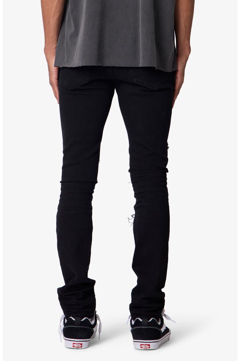 Rhinestone Detail Ripped & Distressed Skinny Jeans, Alternate, color, BLACK