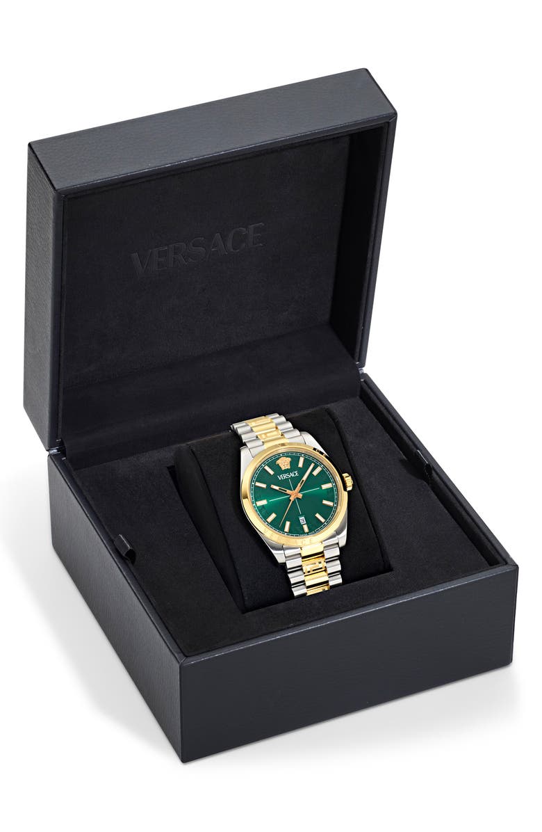 Versace Millenyium Two-Tone Bracelet Watch, 40mm, Alternate, color, Two Tone Green