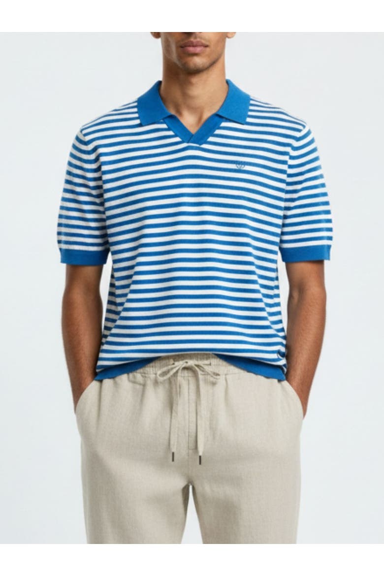 Milton Striped Polo Shirt, Main, color, Steel & Cream