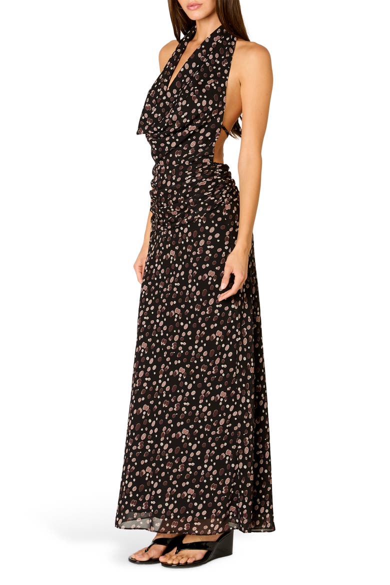 Sampaio Dot Maxi Dress, Alternate, color, BLACK