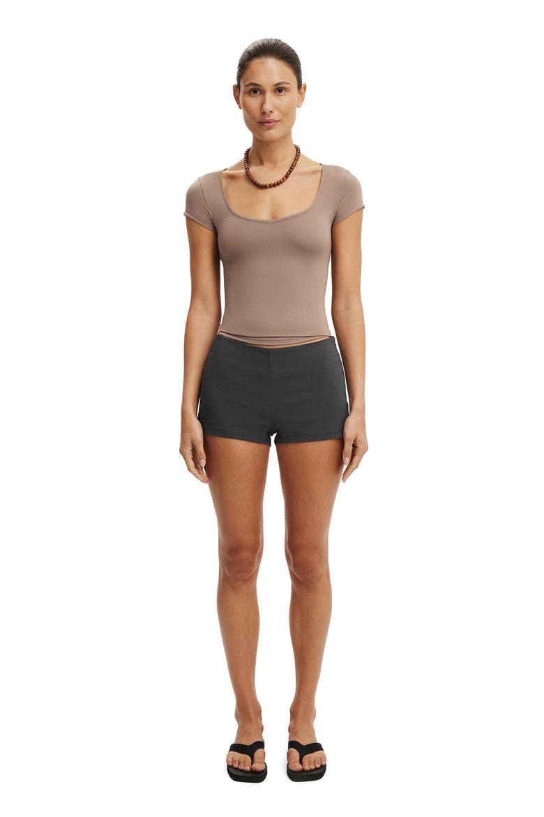 Women's Hold Me Short Sleeve, Alternate, color, Washed Mocha