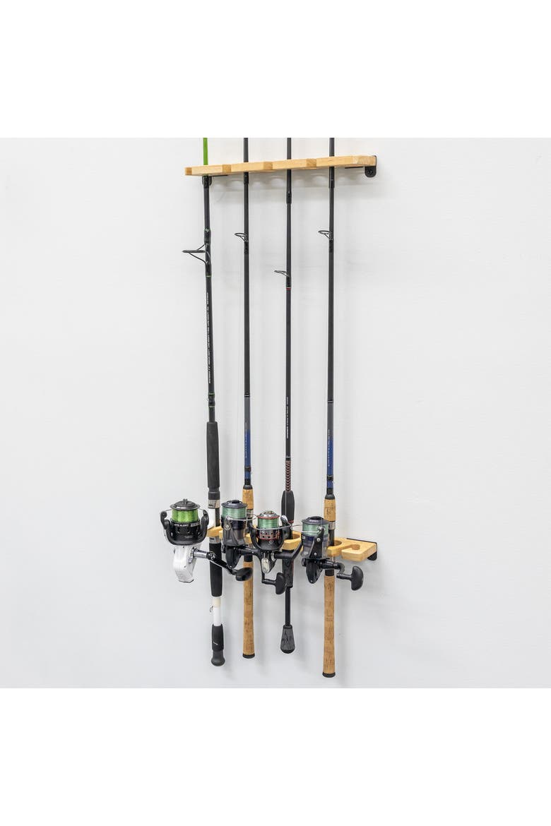 Stillwater Fishing Pole Storage Rack - Holds up to 8 Rods, Alternate, color, Rustic Wood