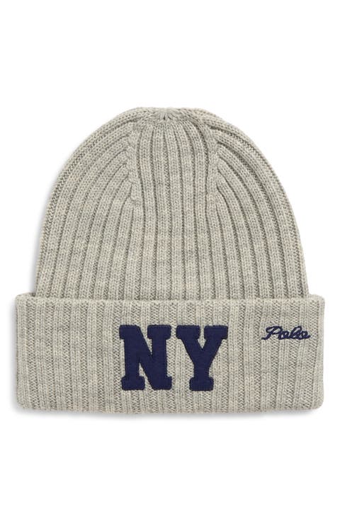 NY Appliqué Wool Rib Beanie