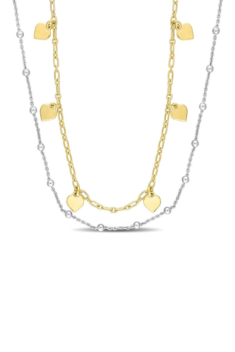Two-Tone Heart and Ball Bead Chain Necklace, Main, color, GOLD SILVER MULTI-COLOR