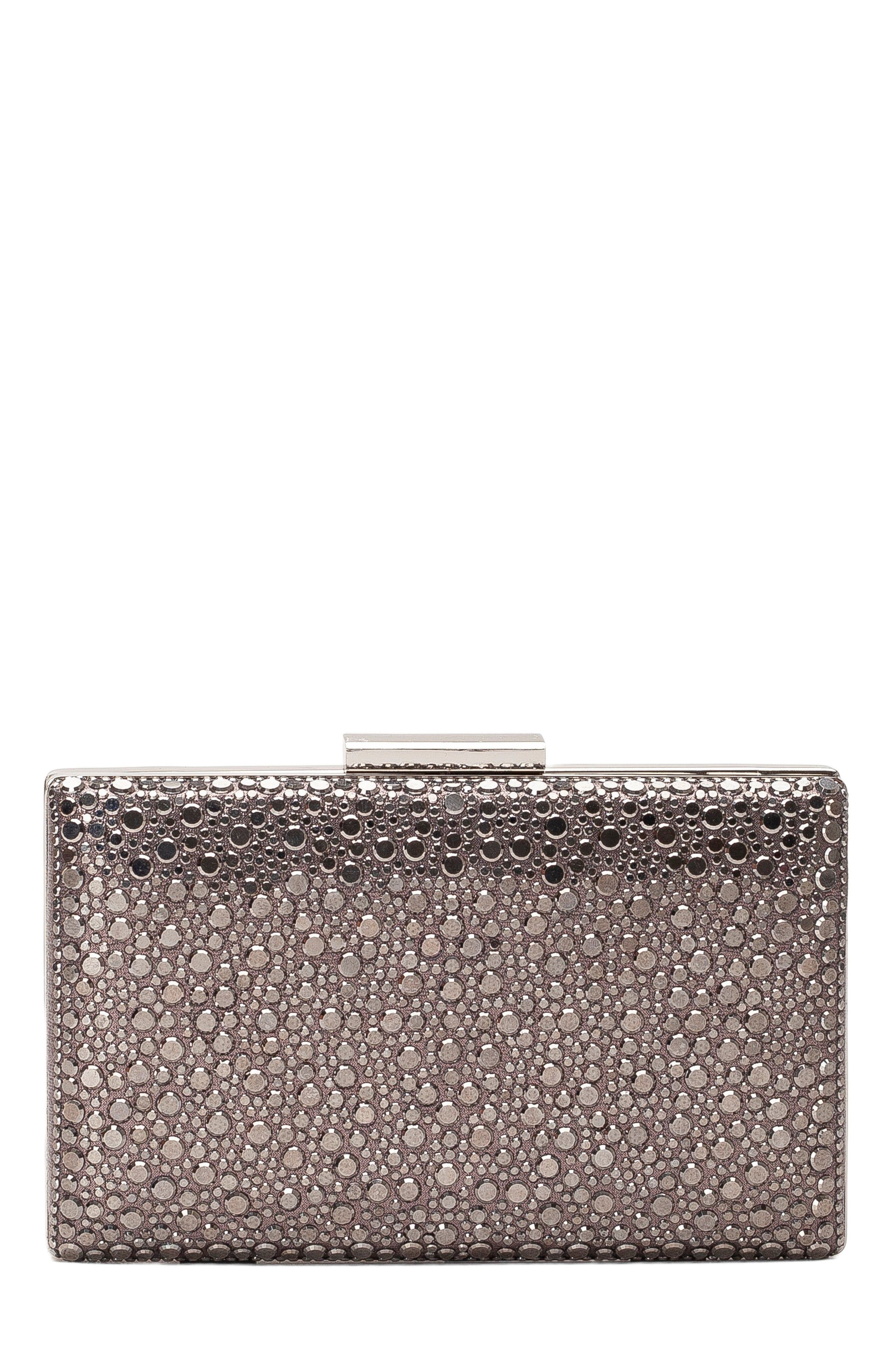 Forever & Always Shoes Clara Evening Clutch, Main, color, Grey Sequin Glitter