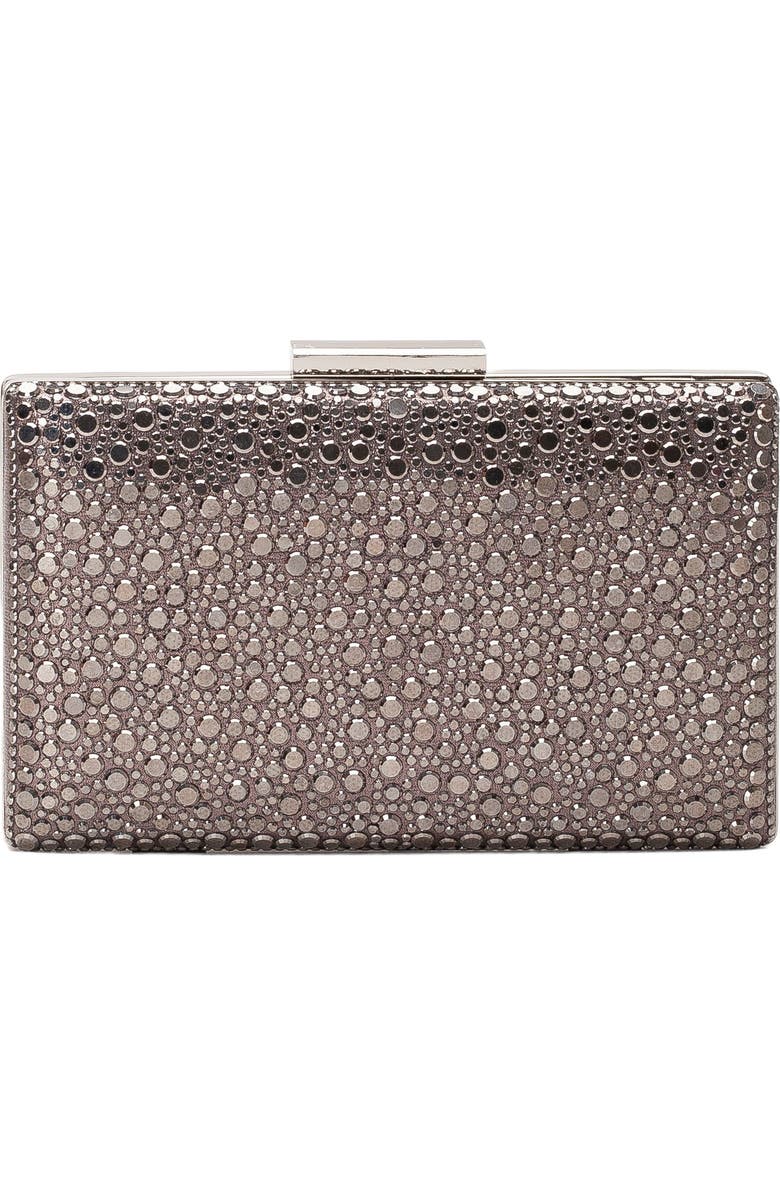 Forever & Always Shoes Clara Evening Clutch, Main, color, Grey Sequin Glitter