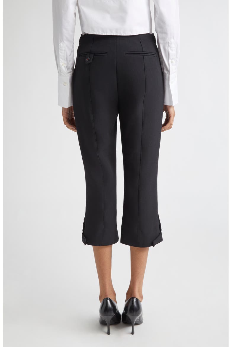 Tab Detail Double Crepe Crop Pants, Alternate, color, BLACK