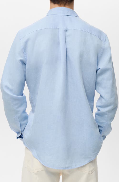 Mango Classic Fit Linen & Cotton Button-up Shirt In Sky Blue