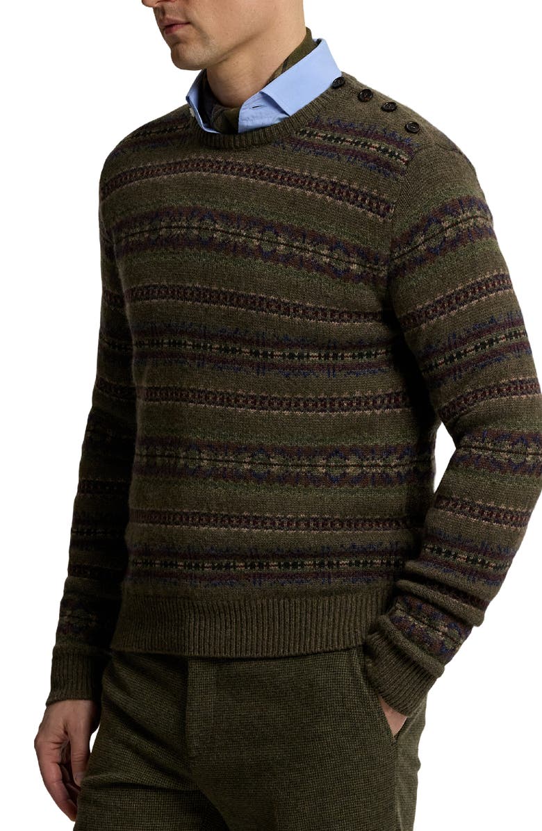 Ralph Lauren Purple Label Fair Isle Stripe Cashmere & Wool Crewneck Sweater, Alternate, color, Cortina Multi