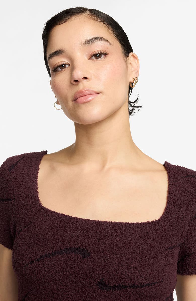 Nike Phoenix Bouclé Knit Slim Fit Crop Top, Alternate, color, Burgundy Crush