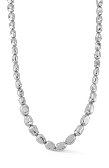 Glaze Jewelry Nugget Beaded Necklace In Silver