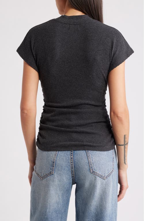 Nation Ltd Khloe Rib Top In Dark Charcoal Heather