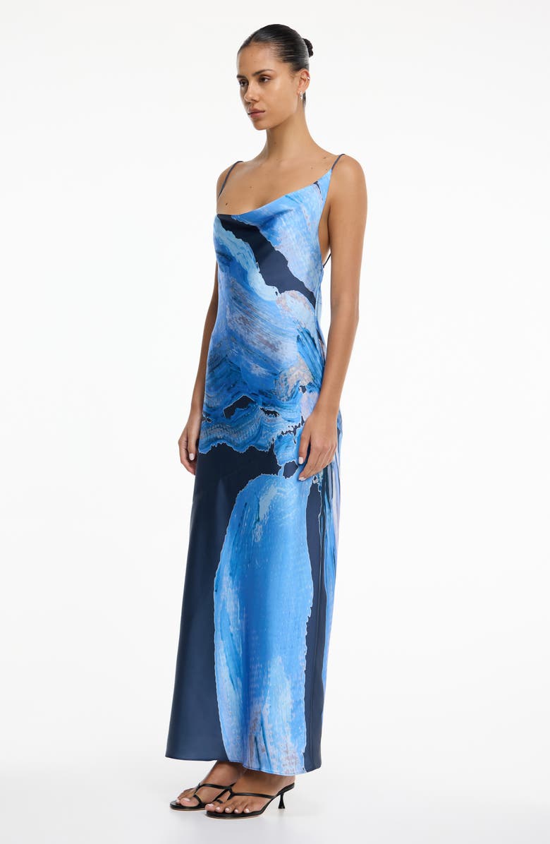 Significant Other Alis Asymmetric Abstract Print Gown, Alternate, color, Petrol Bloom