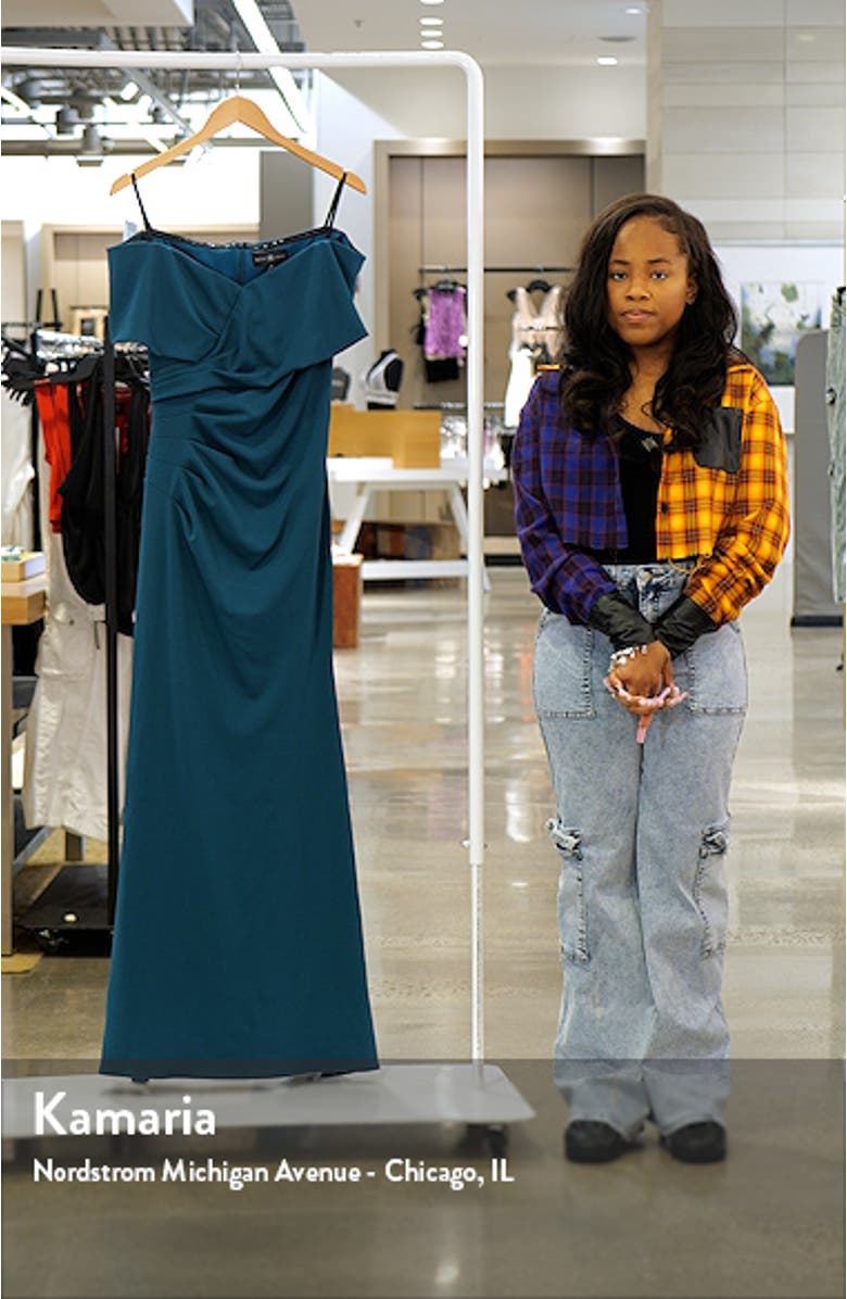 Off the Shoulder Crepe Gown, sales video thumbnail