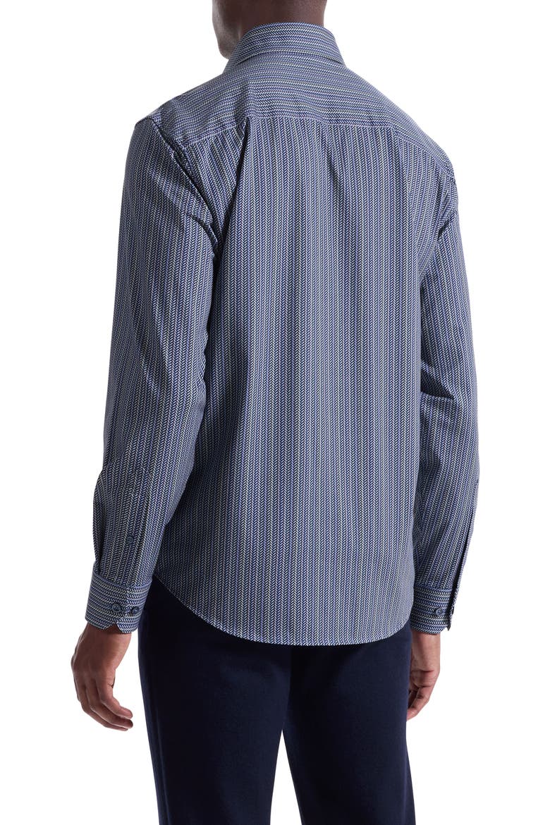 Devon OoohCotton® Chevron Illusion Print Button-Up Shirt, Alternate, color, AIR BLUE