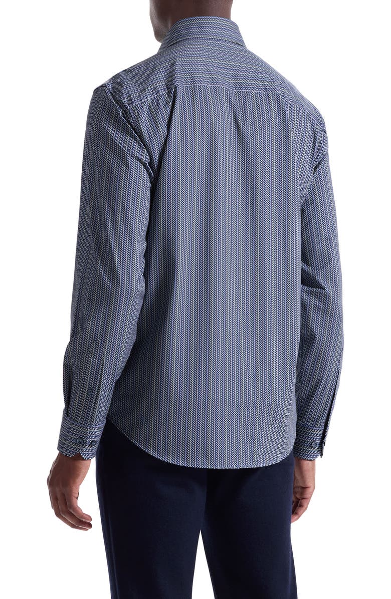 Bugatchi Devon OoohCotton<sup>®</sup> Chevron Illusion Print Button-Up Shirt, Alternate, color, Air Blue
