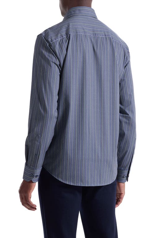 Bugatchi Devon Ooohcotton® Chevron Illusion Print Button-up Shirt In Blue