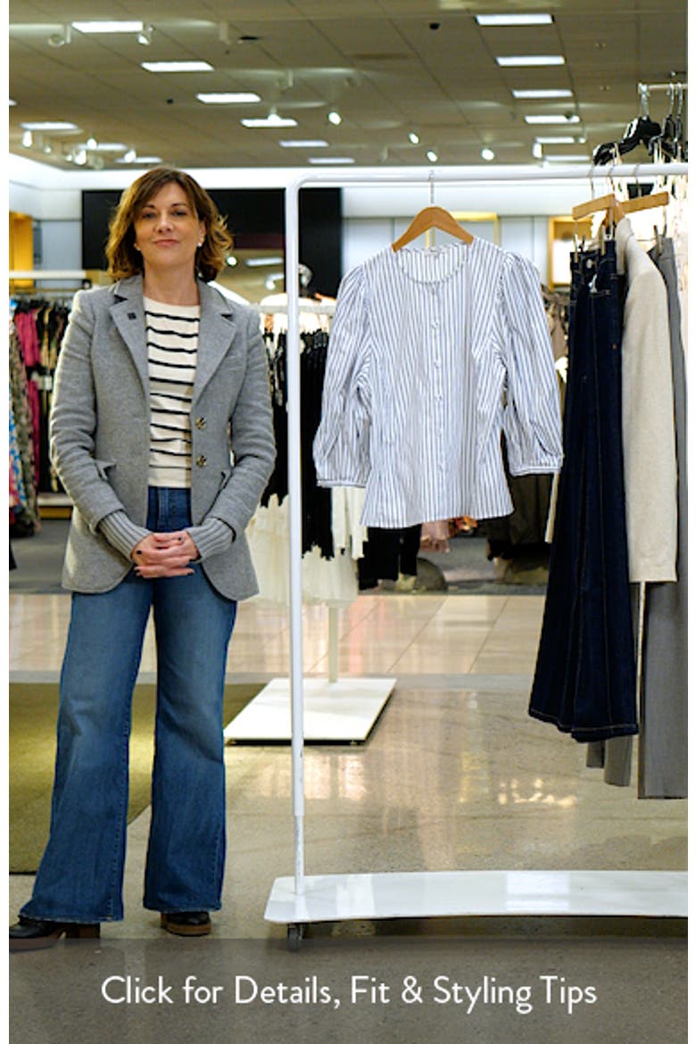 Puff-Sleeve Button-Up Top in Stripe video