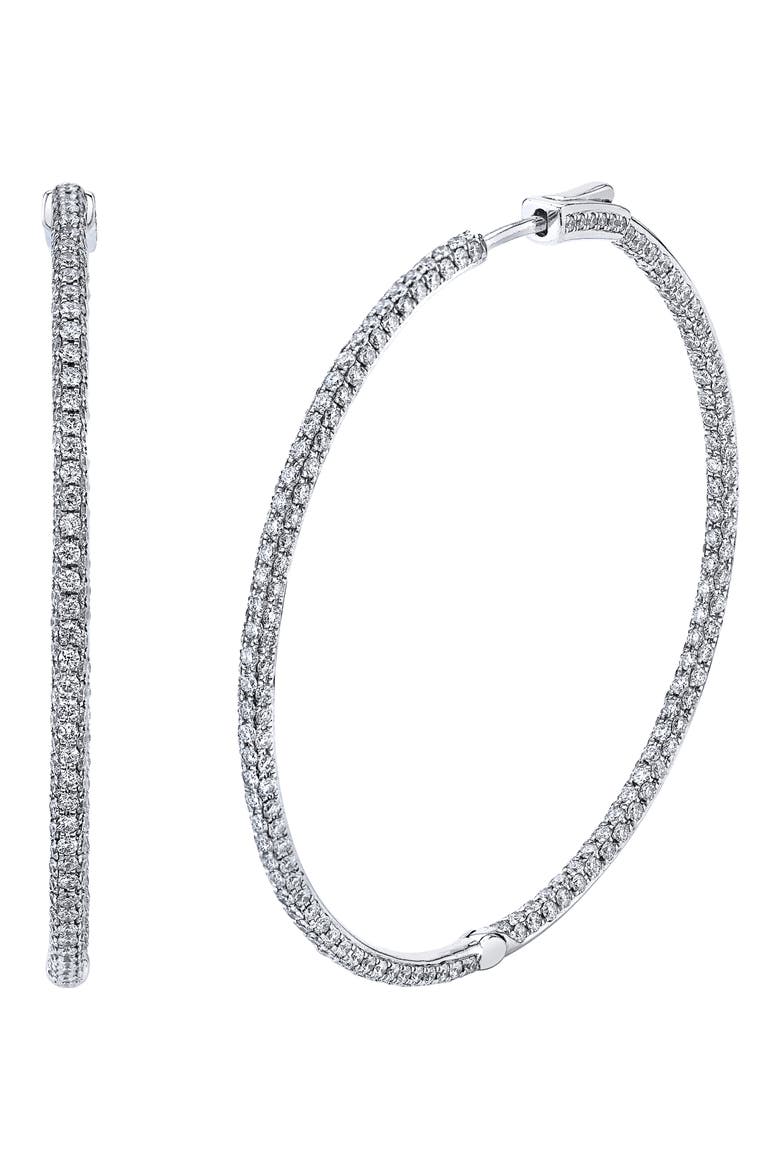 Diamond Inside Out Hoop Earrings, Main, color, 18K WHITE GOLD