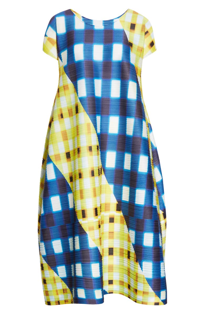 Pleats Please Issey Miyake Trek Check Plissé Midi Dress, Alternate, color,