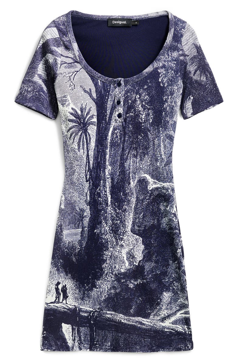 Desigual Print Minidress, Alternate, color, Navy Blue