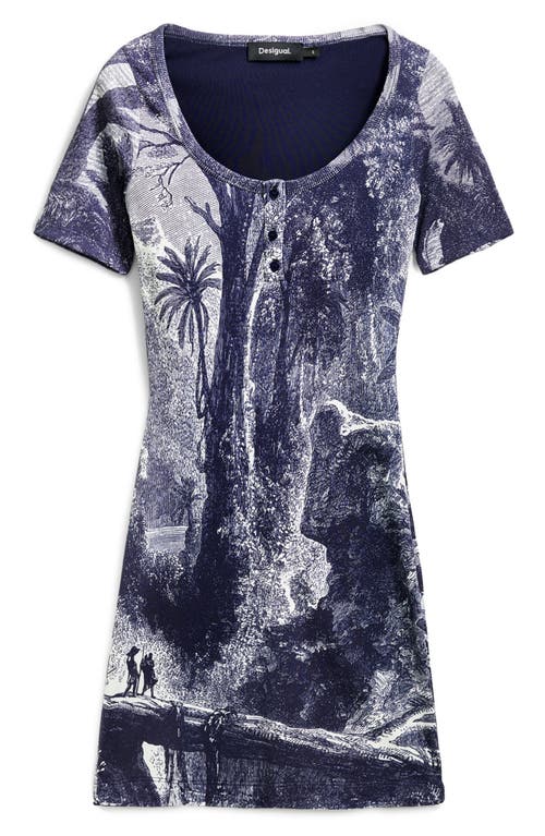 Desigual Print Minidress In Navy Blue