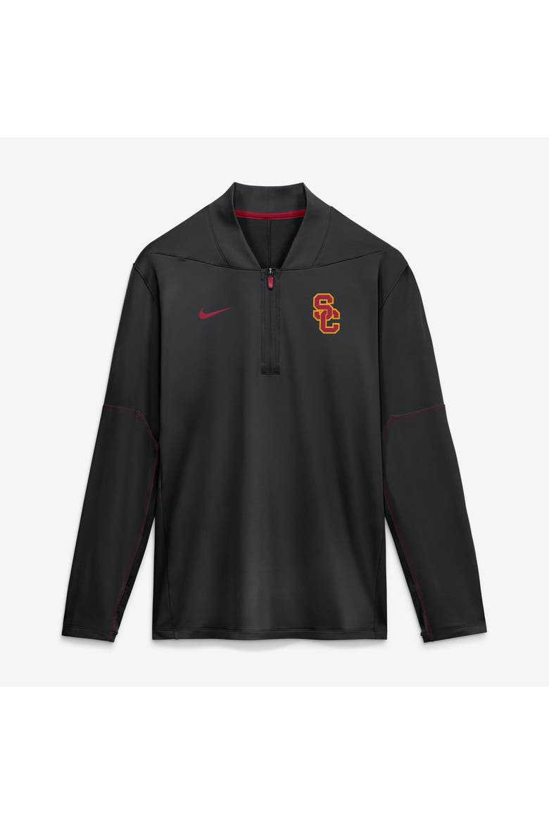 Men's Nike Black USC Trojans 2026 Sideline Midweight Half-Zip Dri-FIT Pullover, Main, color, Black