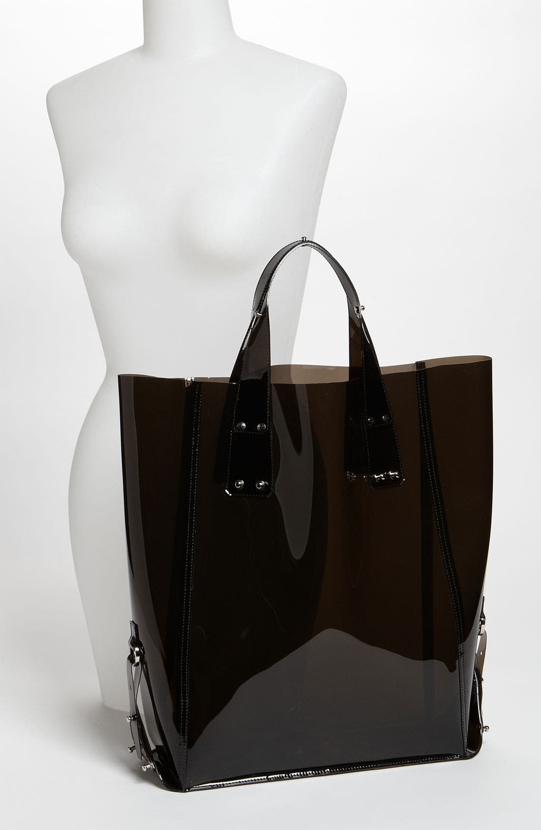 by Alexander McQueen 'Kingsland' Vinyl Shopper, Alternate, color, BLACK