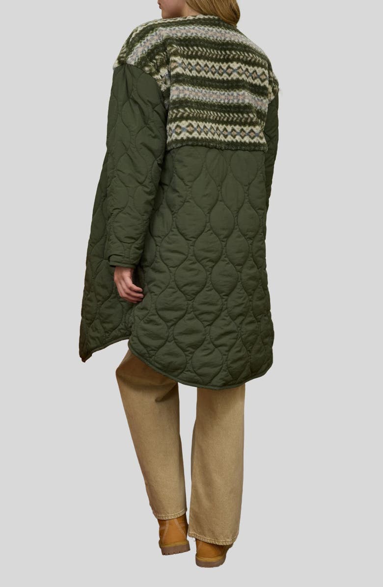 Blu Pepper Plush Fleece Quilted Long Jacket, Alternate, color, Olive